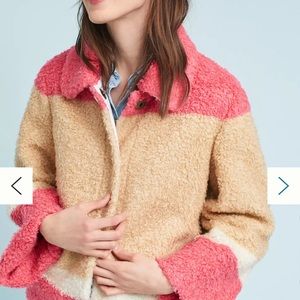 NWT Anthropologie sherpa color block jacket. Size Medium